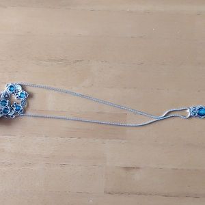 Long blue owl necklace set